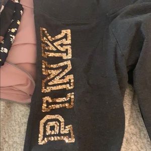 Dark grey with gold detail pink leggings